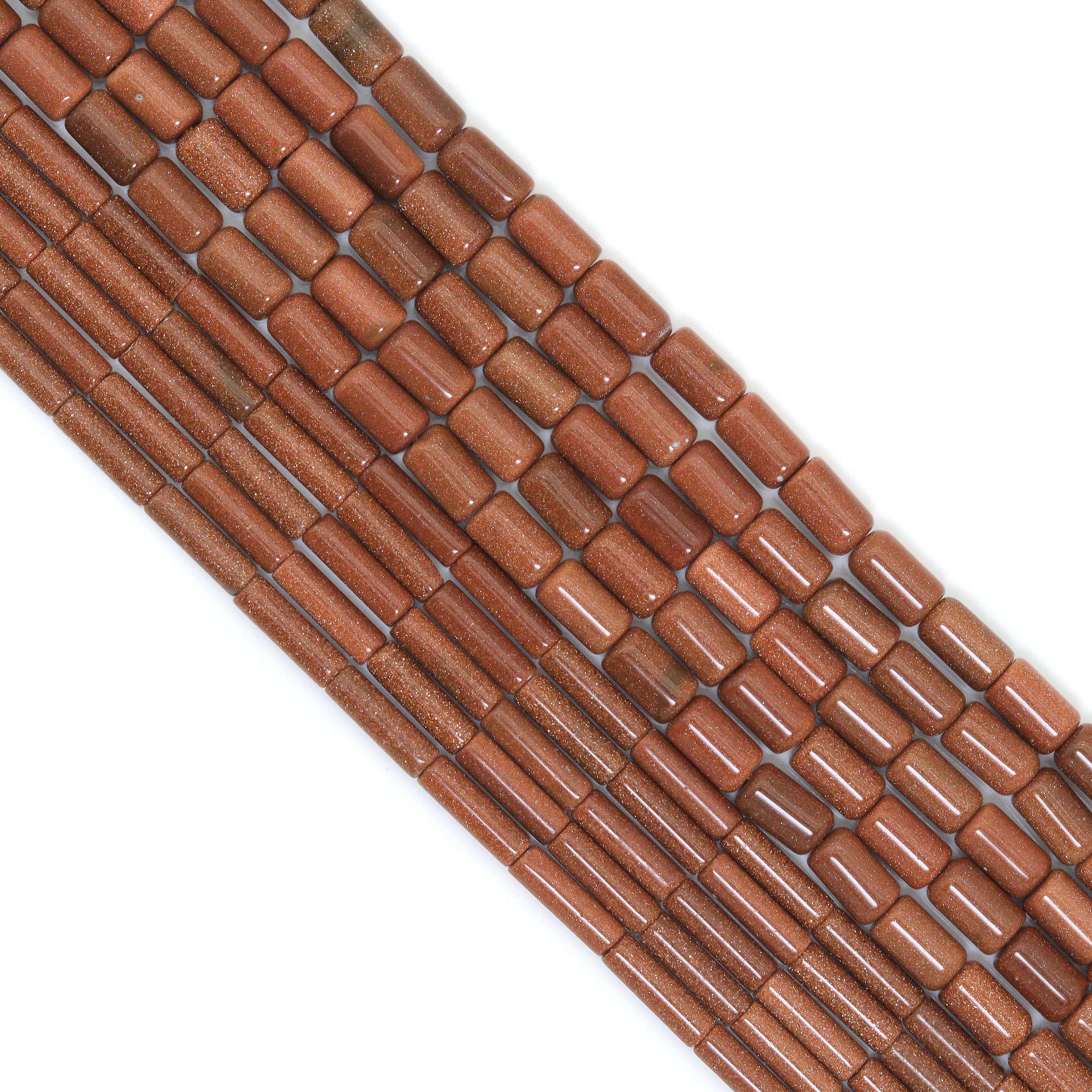Natural Goldstone Tube Beads | 4mm & 6mm | 16-Inch Strand