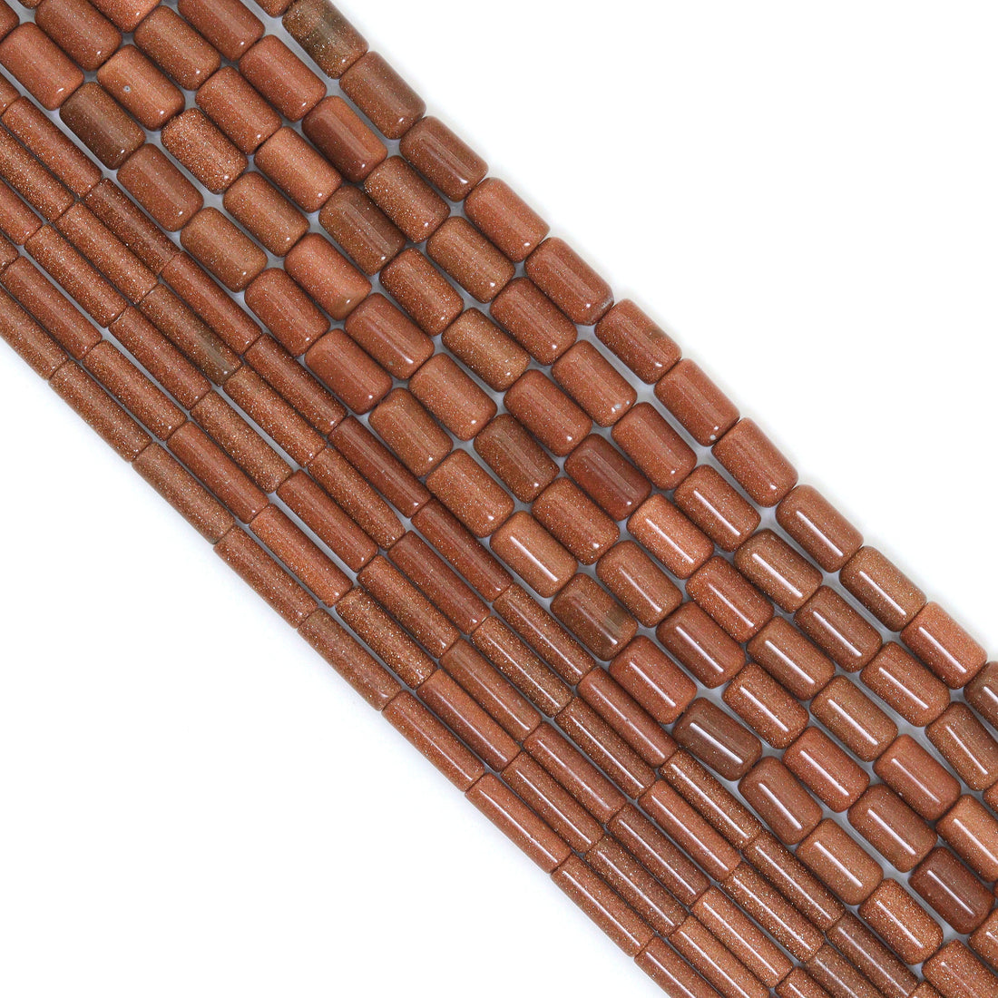 Natural Goldstone Tube Beads | 4mm & 6mm | 16-Inch Strand