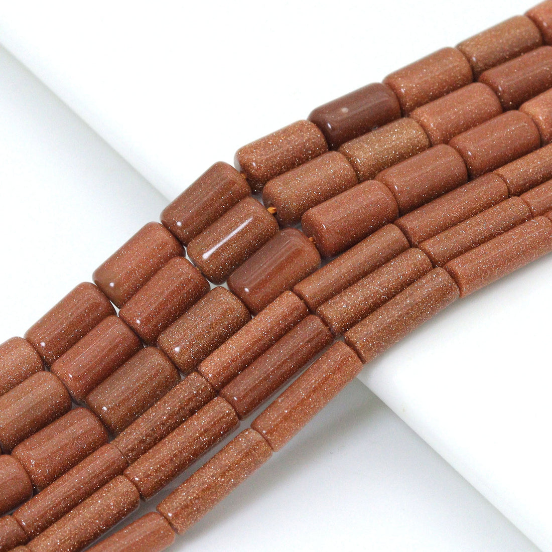 Natural Goldstone Tube Beads | 4mm & 6mm | 16-Inch Strand