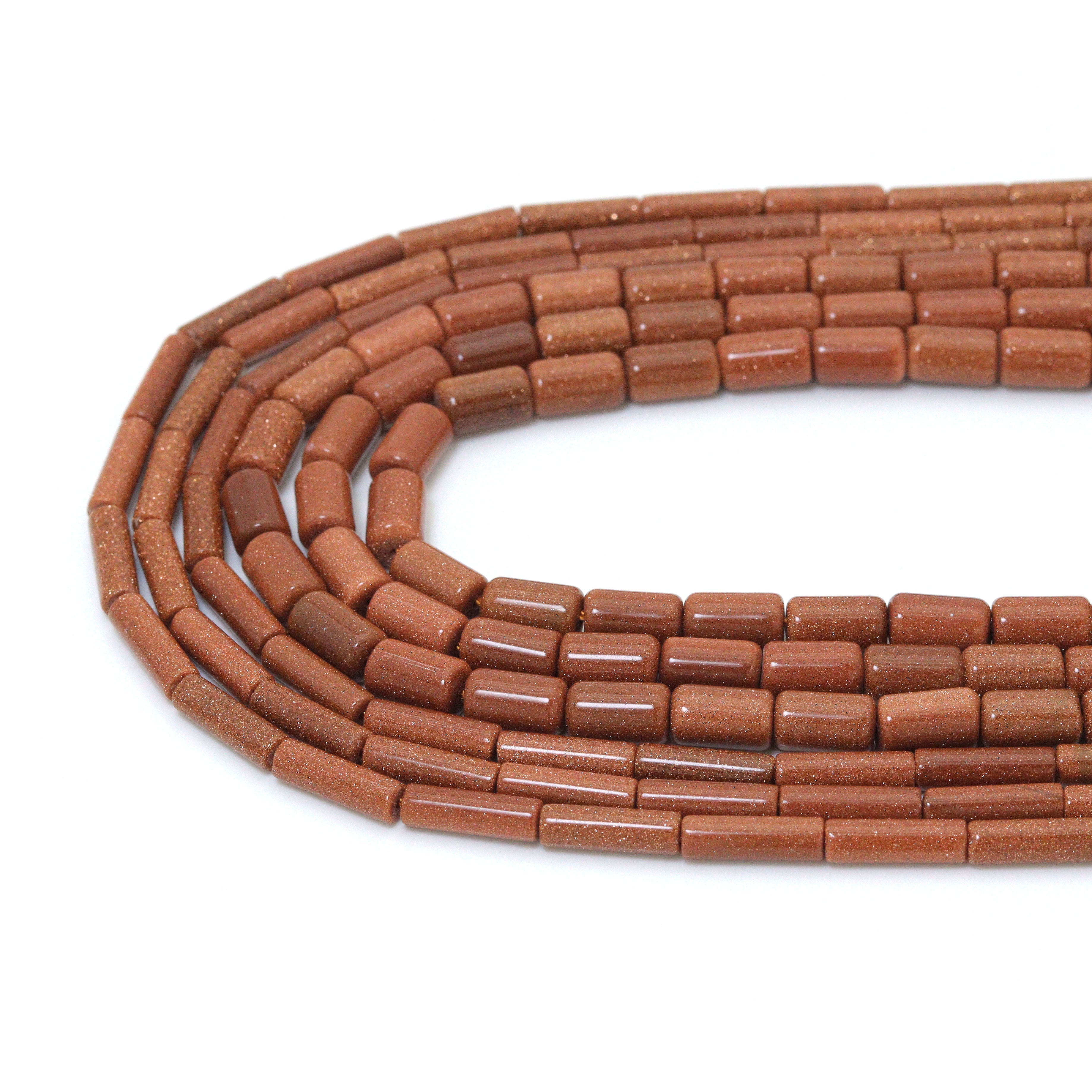 Natural Goldstone Tube Beads | 4mm & 6mm | 16-Inch Strand