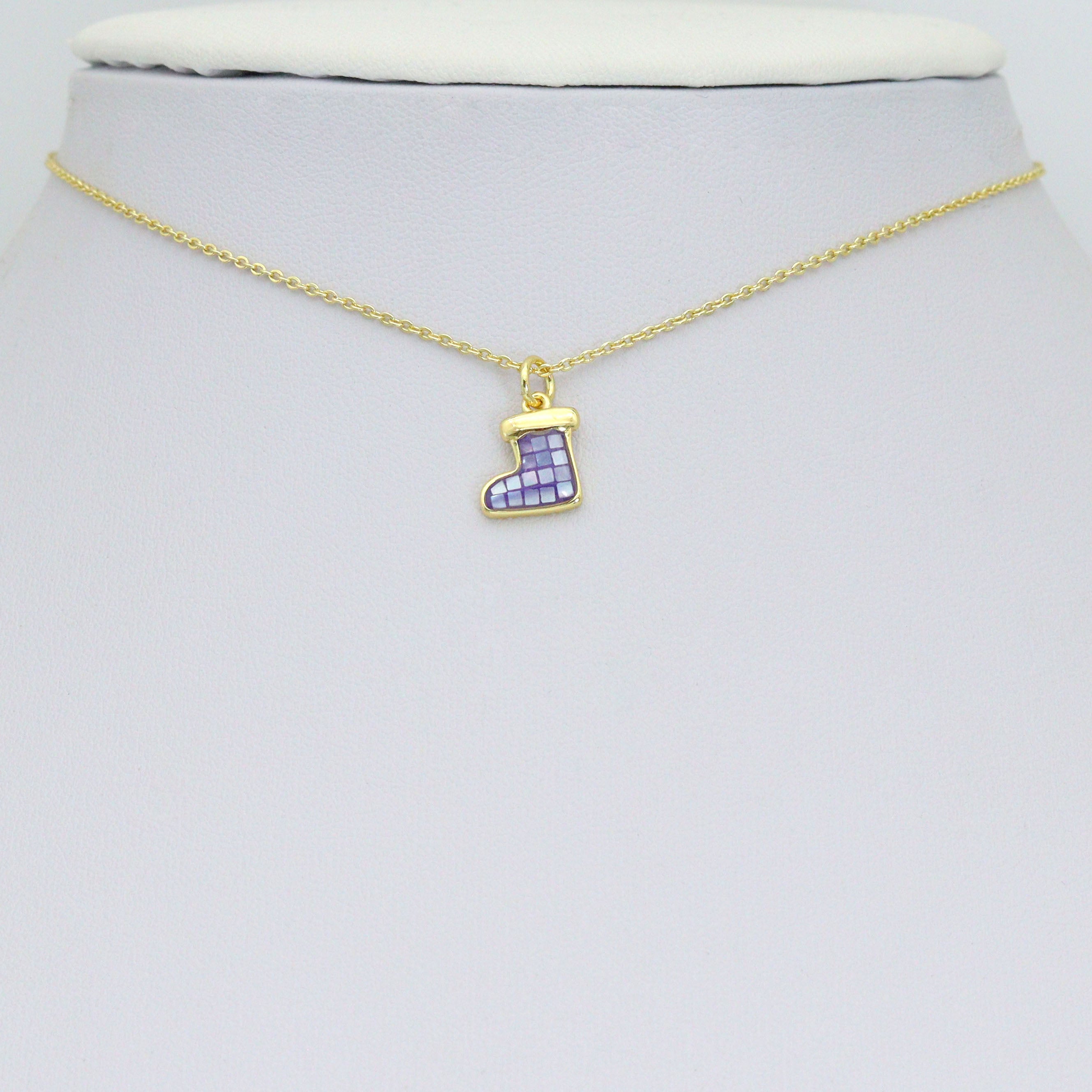 Abalone Mother of Pearl Christmas Stocking Charm Pendant, Sku#WL82