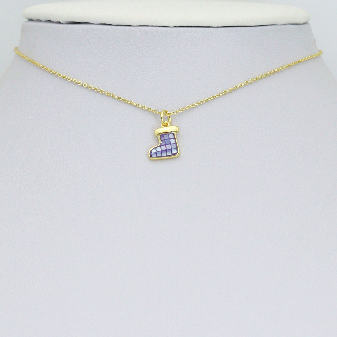 Abalone Mother of Pearl Christmas Stocking Charm Pendant, Sku#WL82