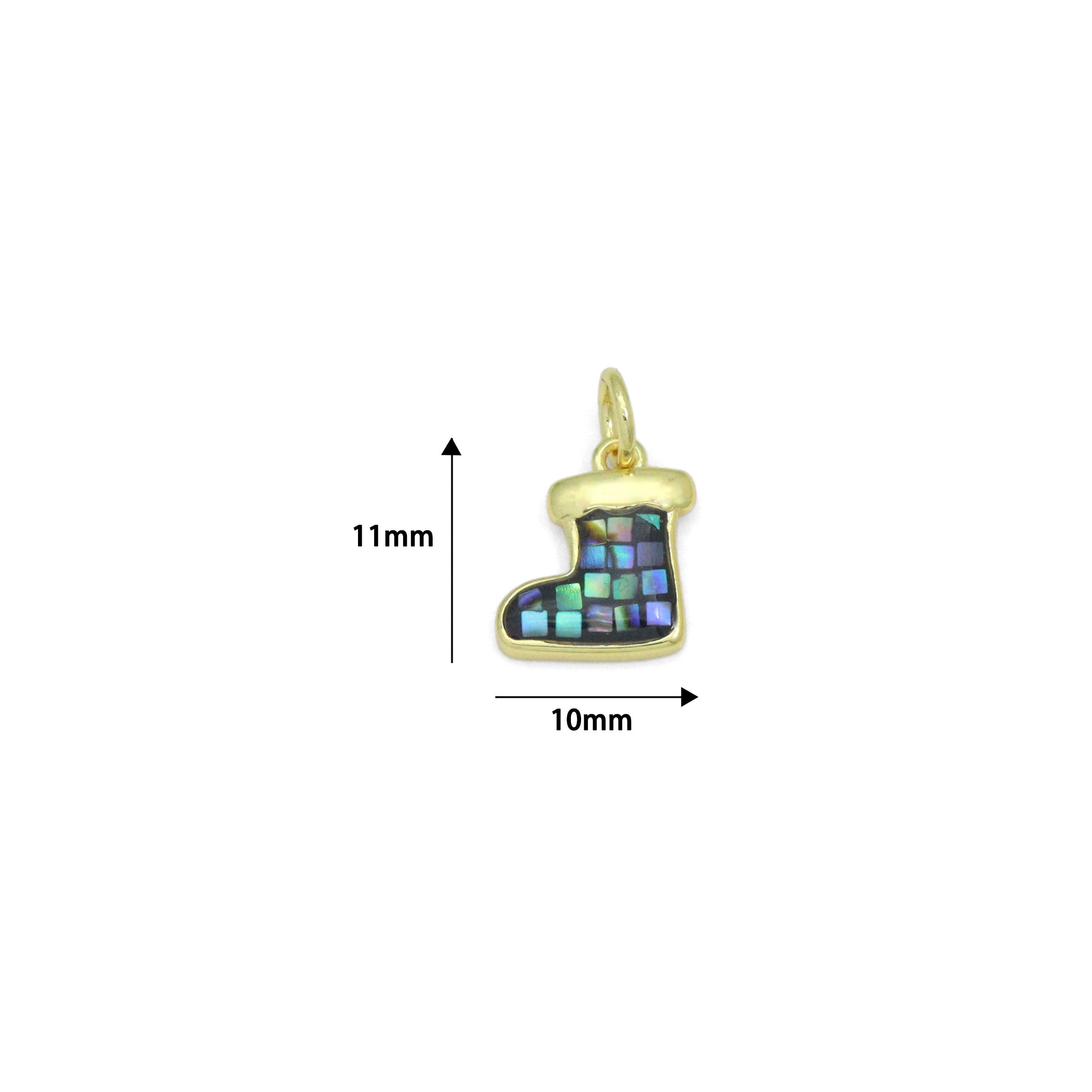 Abalone Mother of Pearl Christmas Stocking Charm Pendant, Sku#WL82