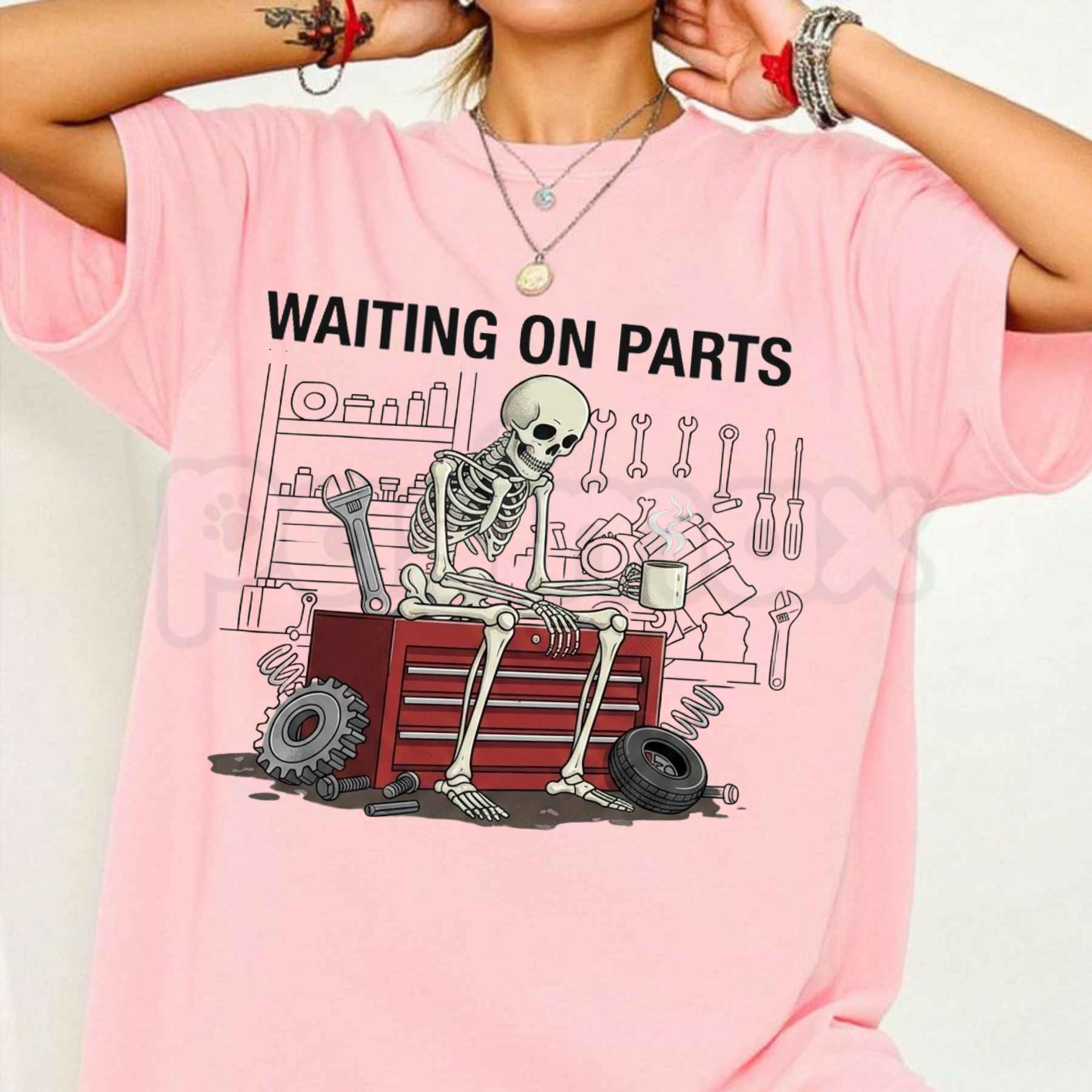 Wrench & Bones Garage Skeleton Tee – Funny Car Enthusiast Gift, Mechanic Humor Graphic Shirt for Men & Women