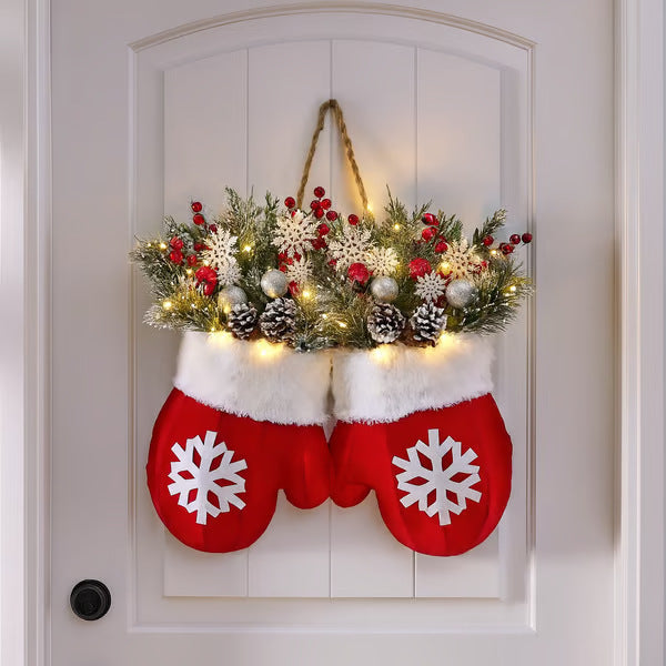 Christmas Glove Garland with Flowers