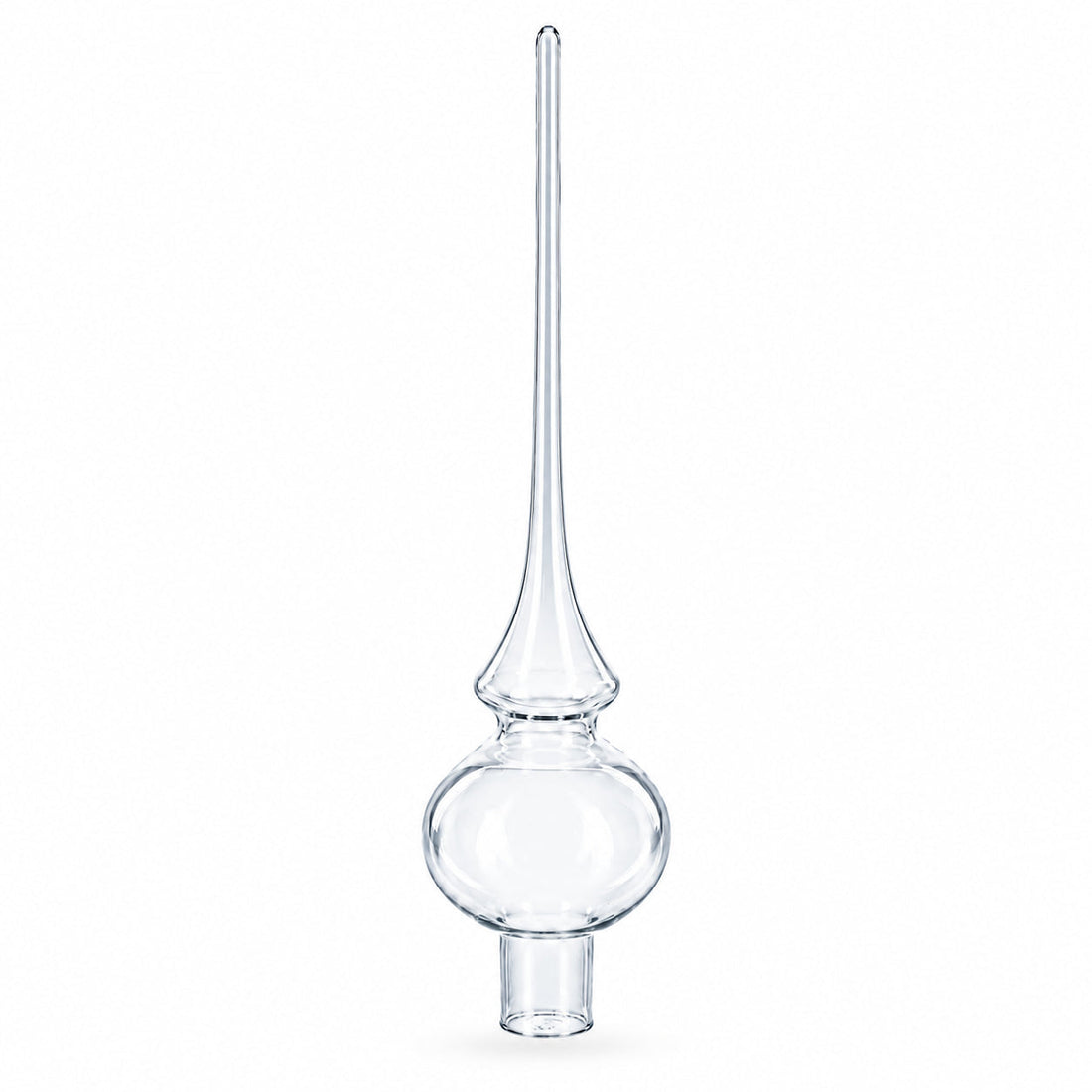Clear Mouth-Blown Finial Glass Christmas Tree Topper 11 Inches