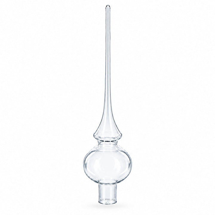 Clear Mouth-Blown Finial Glass Christmas Tree Topper 11 Inches