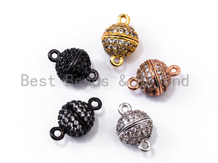 8mm/10mm/12mm/14mm/16mm CZ Micro Pave  Strong Magnetic Round Clasp, Cubic Zirconia Magnetic Clasp, Gold Rose Gold Clasp, sku#H55