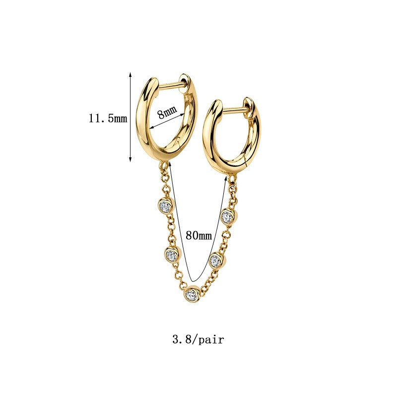 18K Gold Geometric Punk Hip-Hop Statement Earrings
