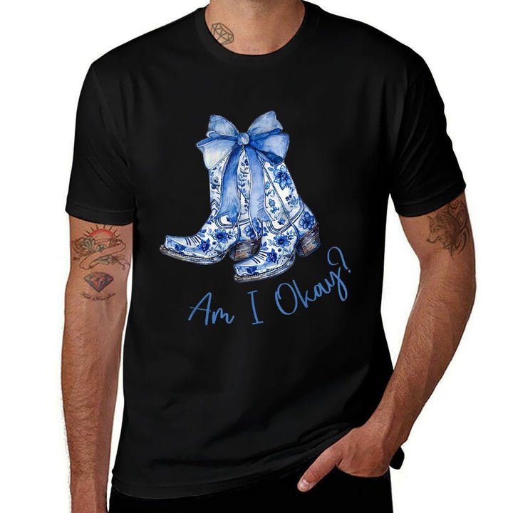 Am I Okay Boot Cowgirl Coquette Bow Women Girl  Graphic-printed T-Shirt