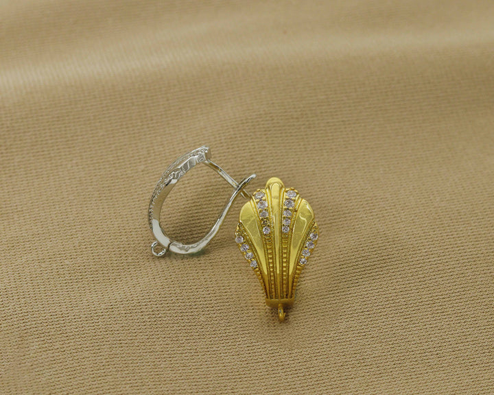 CZ Shell Shape Earring Hook, Sku#B154