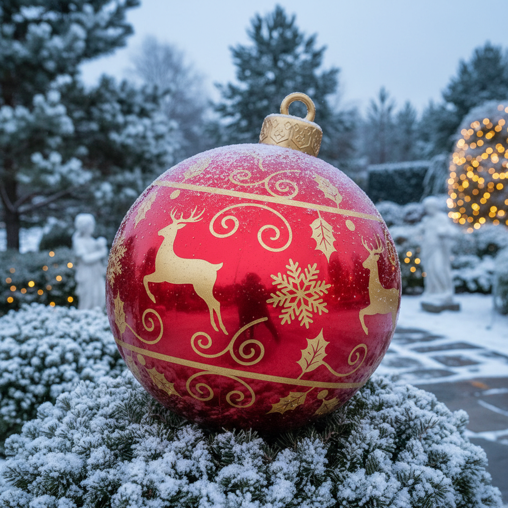 Christmas Ornament Ball Outdoor Pvc 60CM Inflatable Decorated Ball PVC Giant Big Large Balls Xmas Tree Decorations Toy Ball