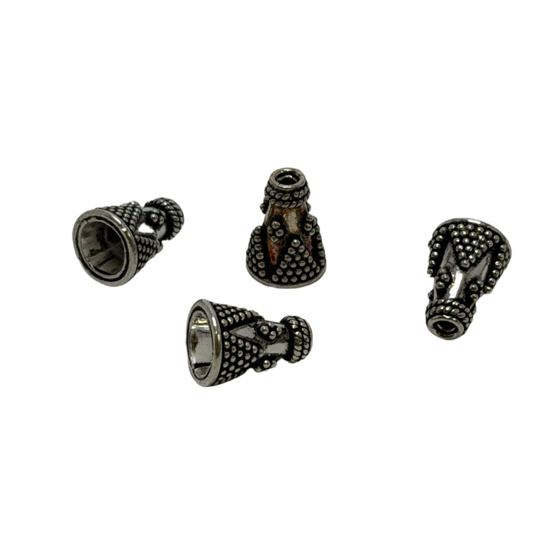 Sterling Silver Dotted Cone Beads 11mm Large Hole - Sold Individually