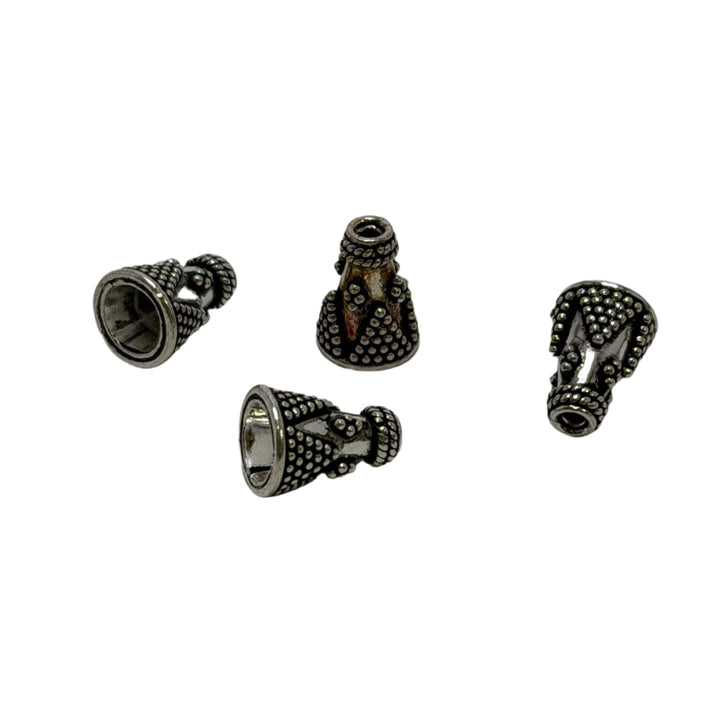 Sterling Silver Dotted Cone Beads 11mm Large Hole - Sold Individually