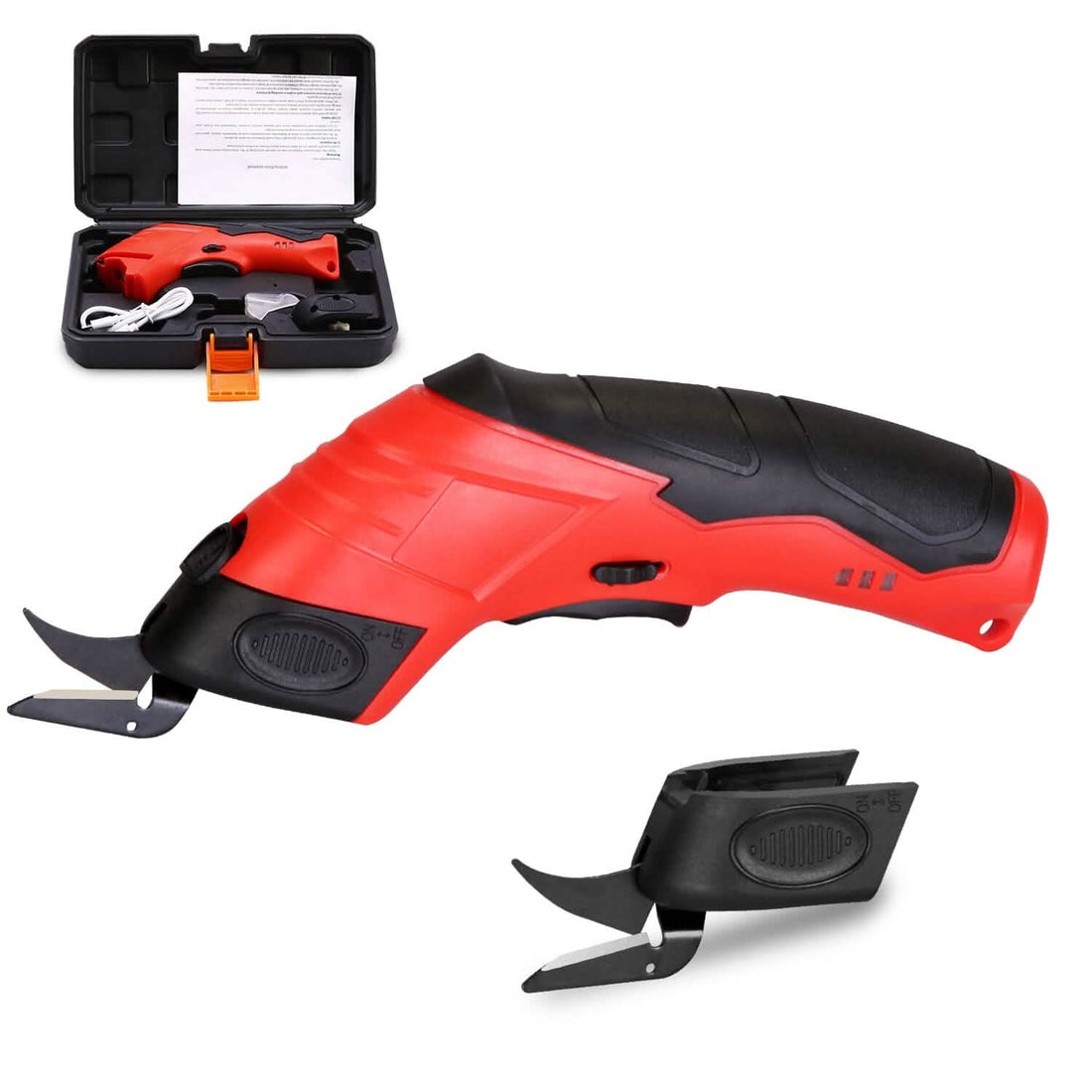 Cordless Electric Scissors Automatic Shears Cutting Tool with Rechargeable Battery 2 Replaceable Blades 10000RPM Fabric Cutter
