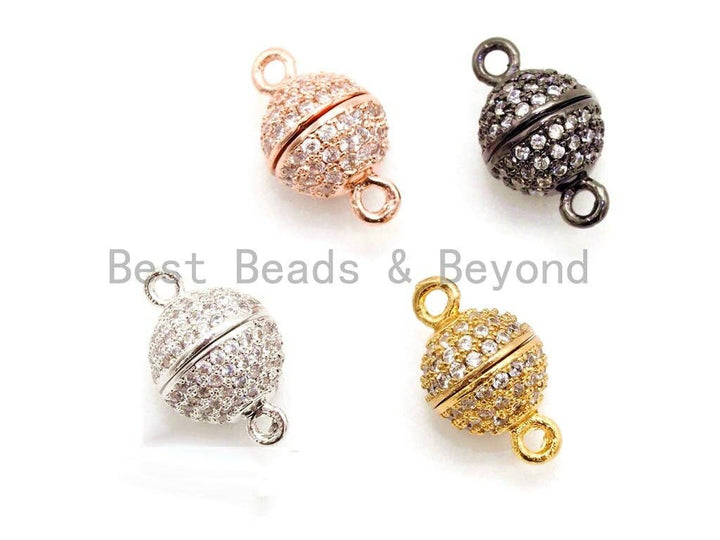 8mm/10mm/12mm/14mm/16mm CZ Micro Pave  Strong Magnetic Round Clasp, Cubic Zirconia Magnetic Clasp, Gold Rose Gold Clasp, sku#H55