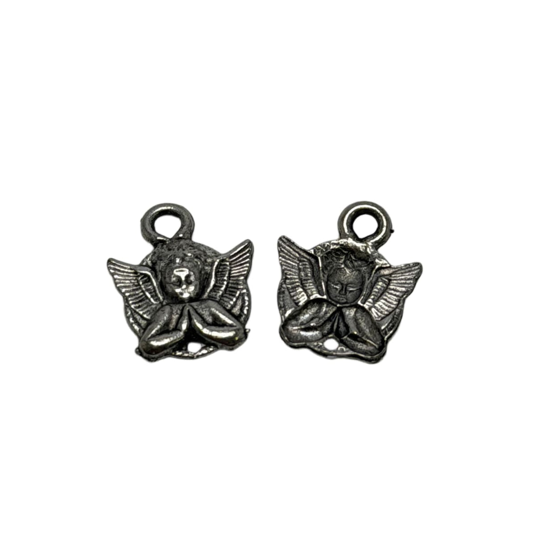 Antique Silver Pewter Praying Angel Charms 15mm - USA Made Religious Pendant