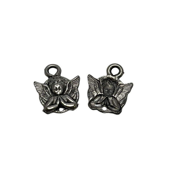 Antique Silver Pewter Praying Angel Charms 15mm - USA Made Religious Pendant