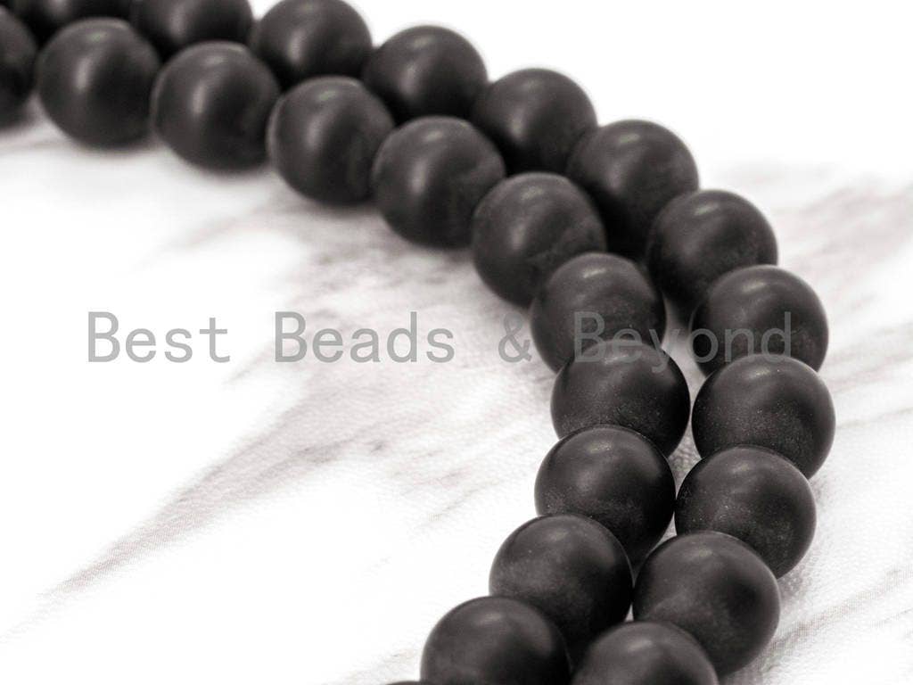 Quality Matte/Shiny Black Onyx Round Smooth Beads, sku#Q3