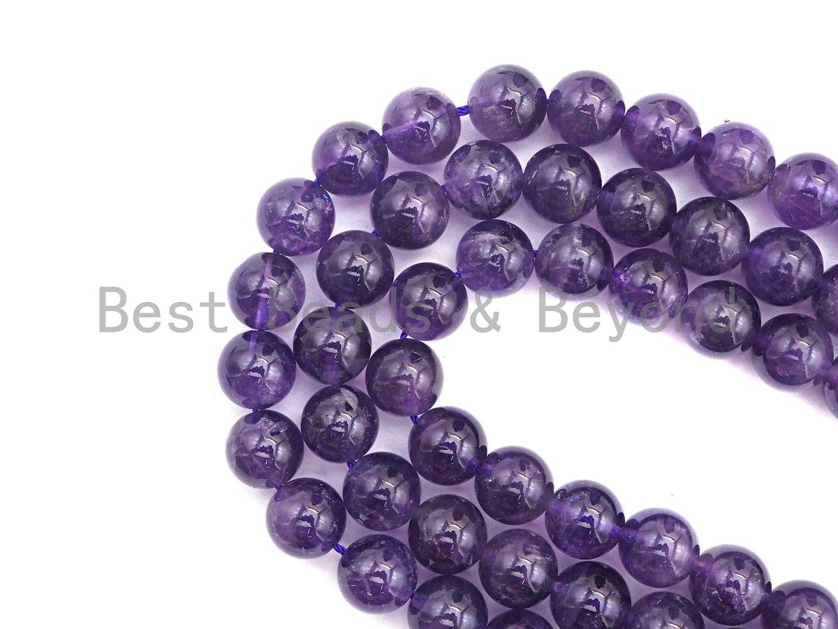 High Quality Natural Amethyst Round Beads, Sku#U527