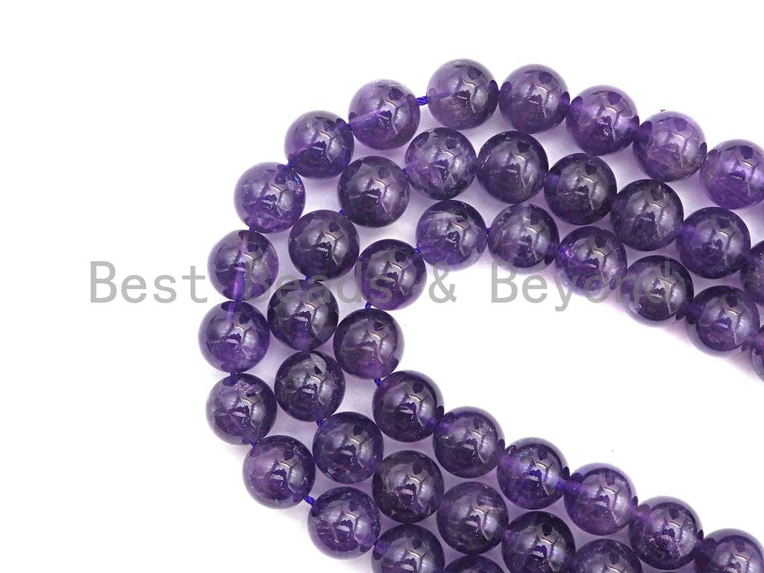 High Quality Natural Amethyst Round Beads, Sku#U527