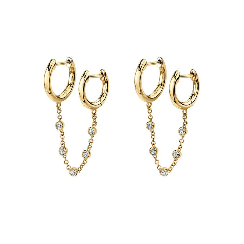 18K Gold Geometric Punk Hip-Hop Statement Earrings