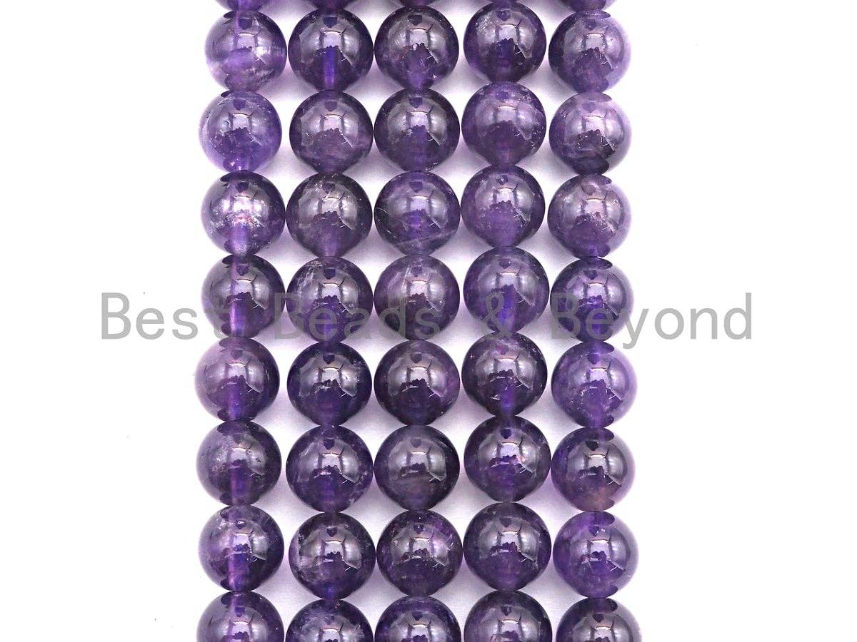 High Quality Natural Amethyst Round Beads, Sku#U527