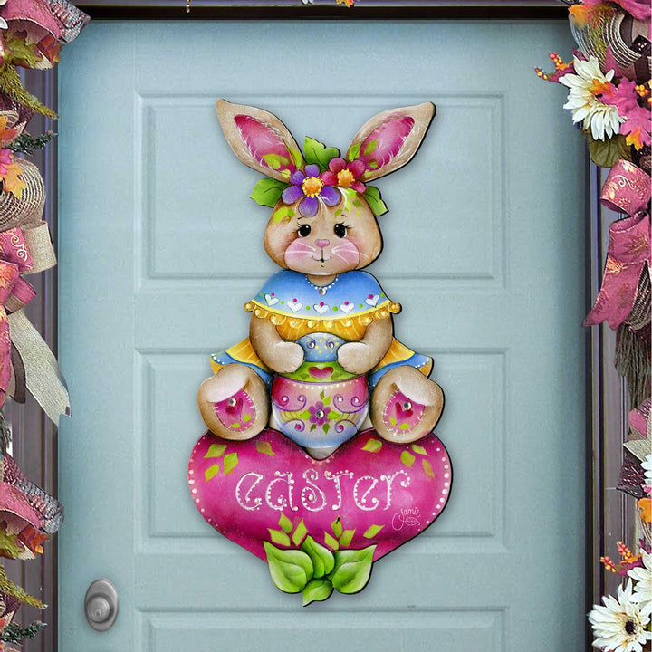 Easter Bunny Wooden Door Hanger