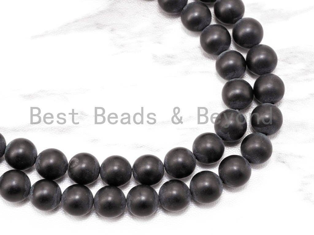 Quality Matte/Shiny Black Onyx Round Smooth Beads, sku#Q3