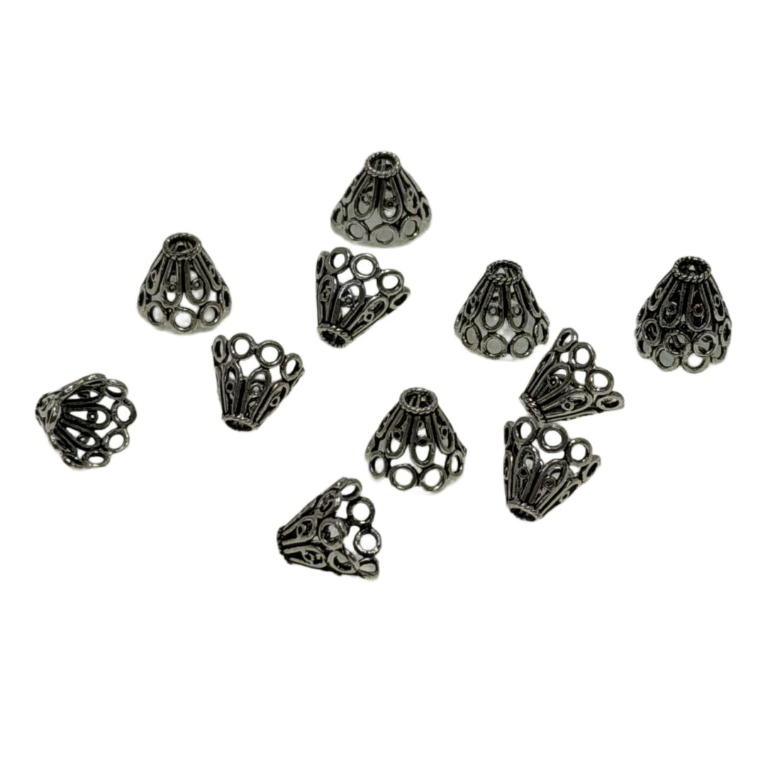 Sterling Silver Filigree Cone Bead Caps 10x13mm - Ornate Jewelry Making Findings