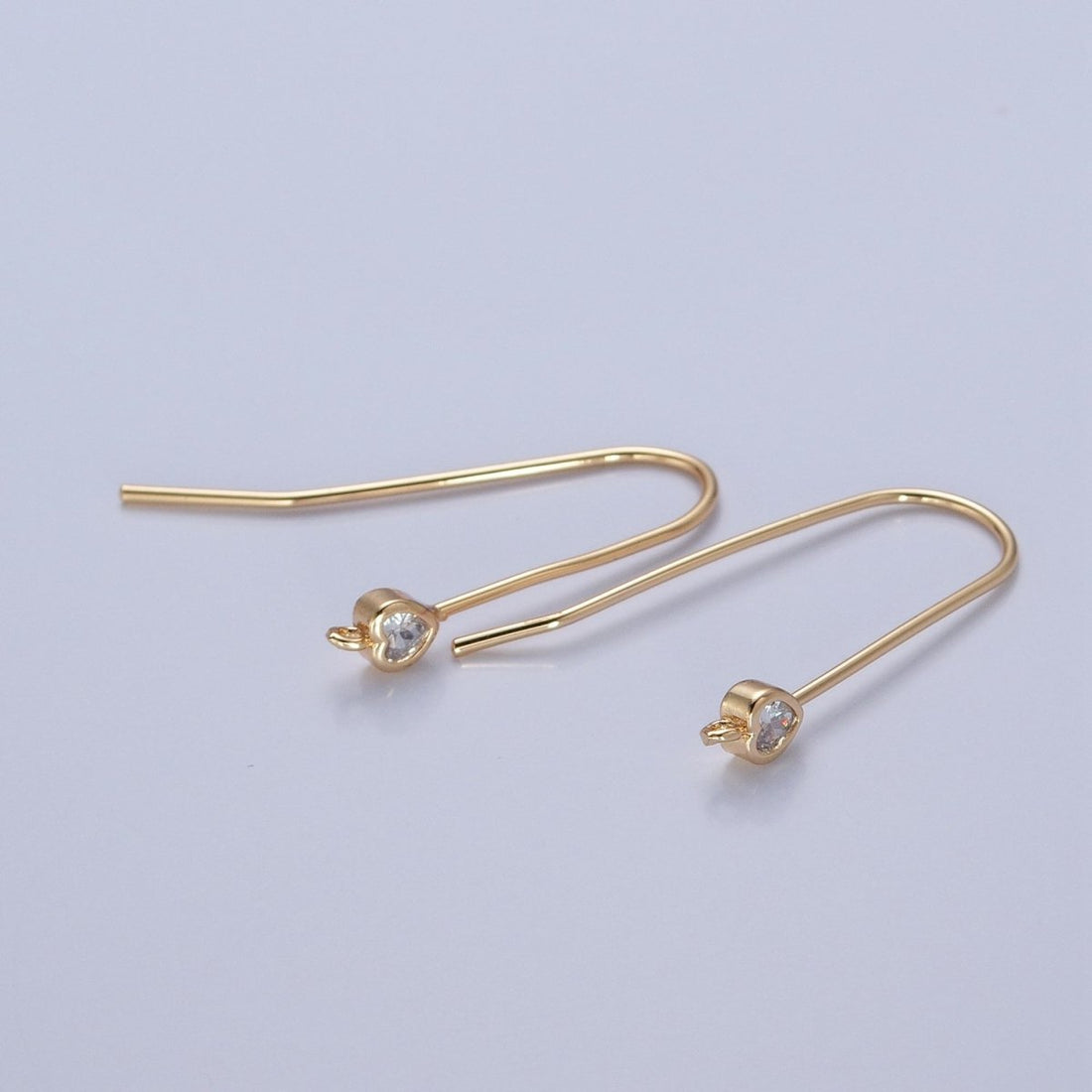 Gold Filled French Hook Earrings, Geometric Marquise Heart Baguette Oval Square Star Round CZ Cubic Zirconia Fish Hook Earrings with Open Link Loop for Earrings Making L-802~L-808