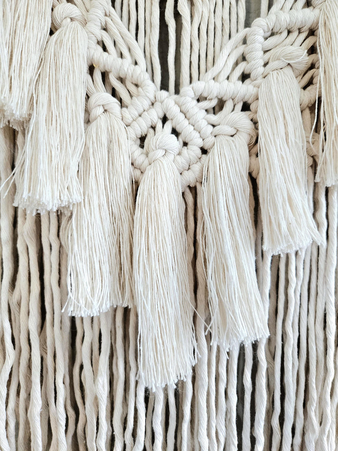 Macrame wall hanging on Manzanita branch.