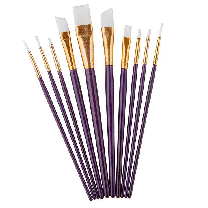 10-Piece Nylon Brush Set | Acrylic & Watercolor Art Brushes