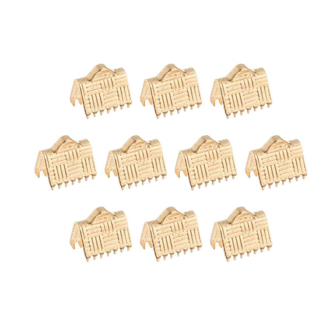Gold Plated Brass Ribbon Crimp End Clamps 8mm x 13mm - Premium Jewelry Findings
