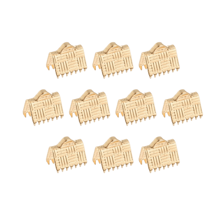 Gold Plated Brass Ribbon Crimp End Clamps 8mm x 13mm - Premium Jewelry Findings