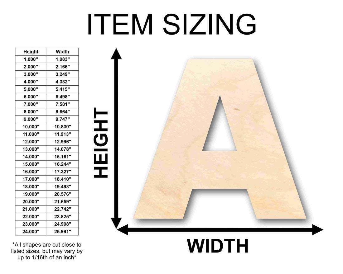 Unfinished Wood Block Letter A - Craft - up to 46" DIY
