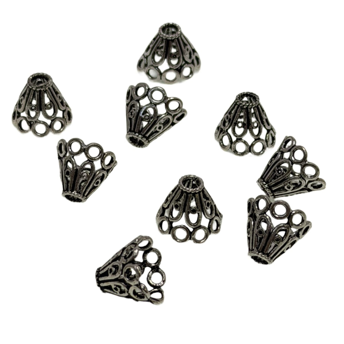 Sterling Silver Filigree Cone Bead Caps 10x13mm - Ornate Jewelry Making Findings