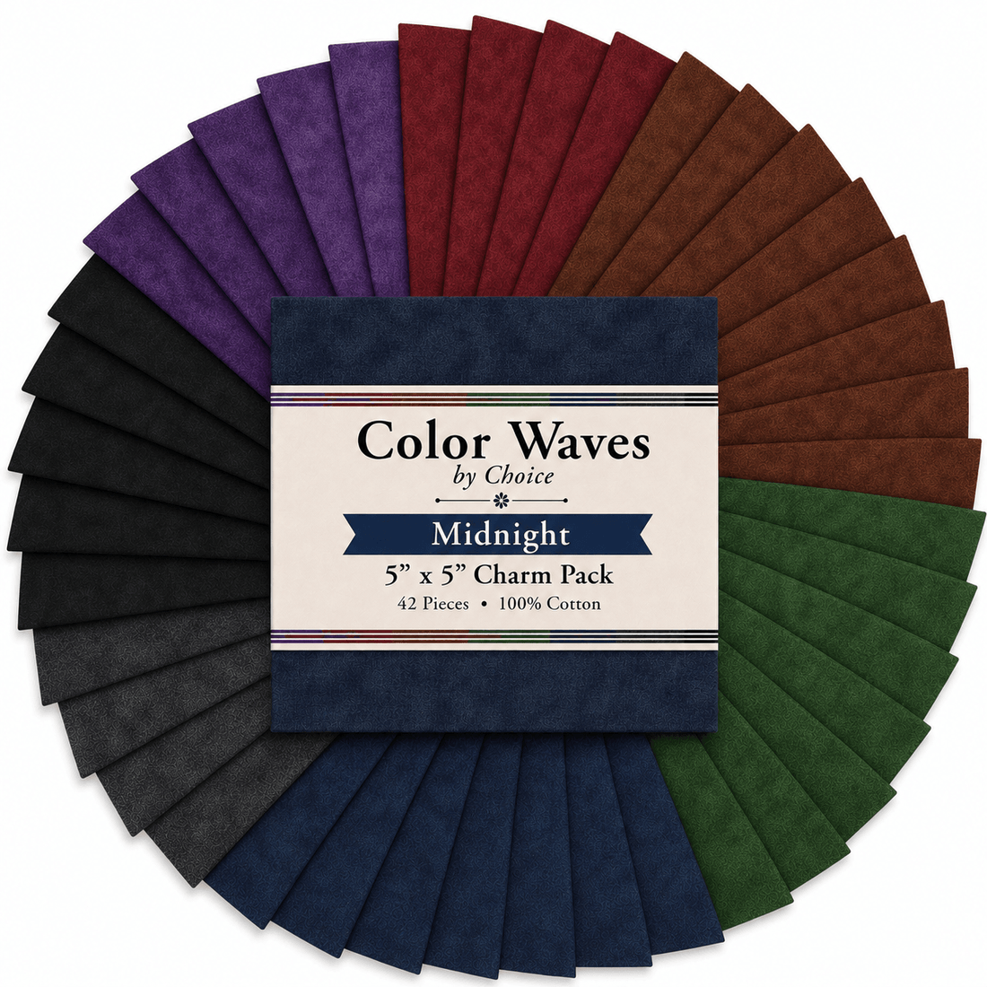 Color Waves Midnight 5"x5" Charm Pack - 42 Squares