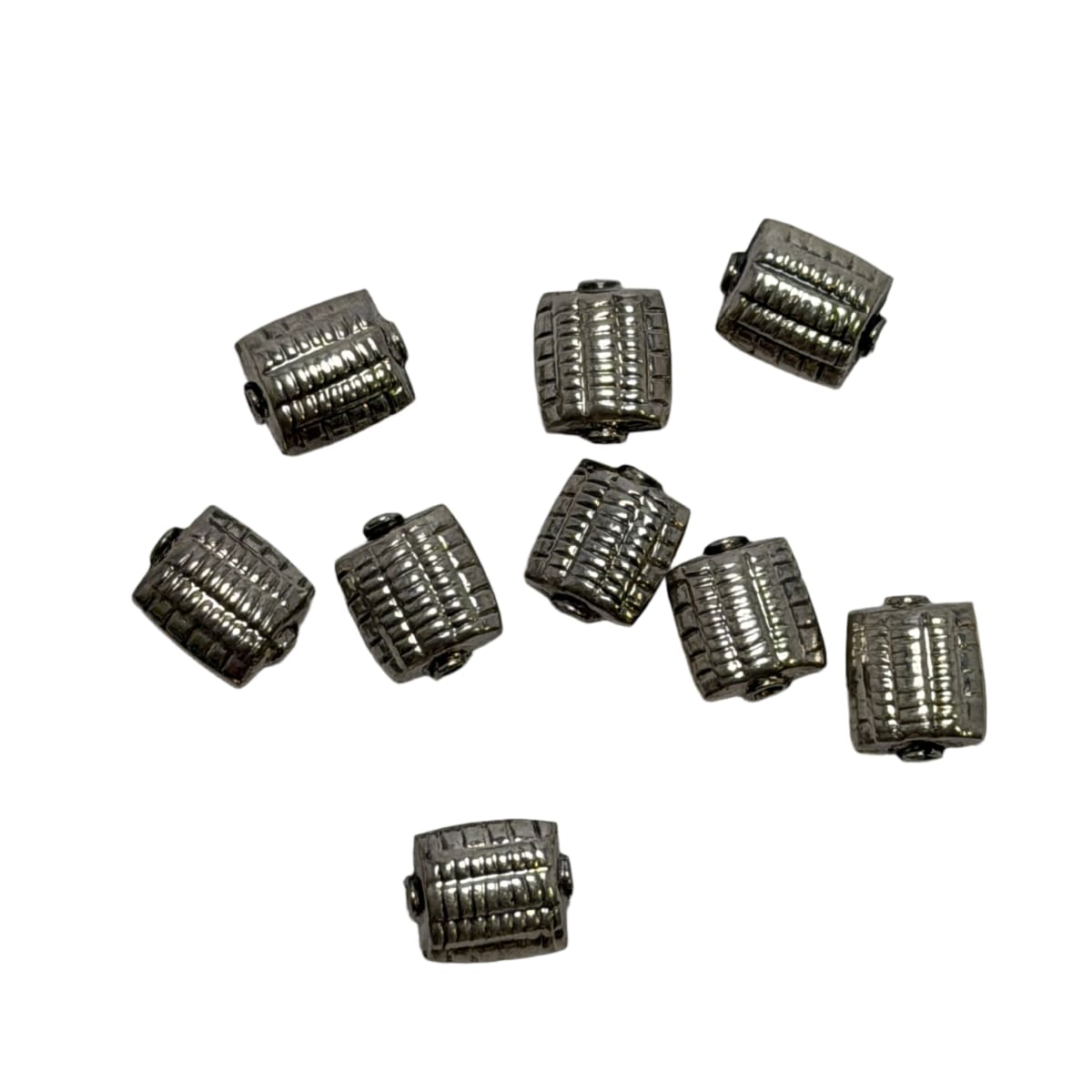 Sterling Silver Textured Rectangle Beads 10mm x 8mm - Individual Sale