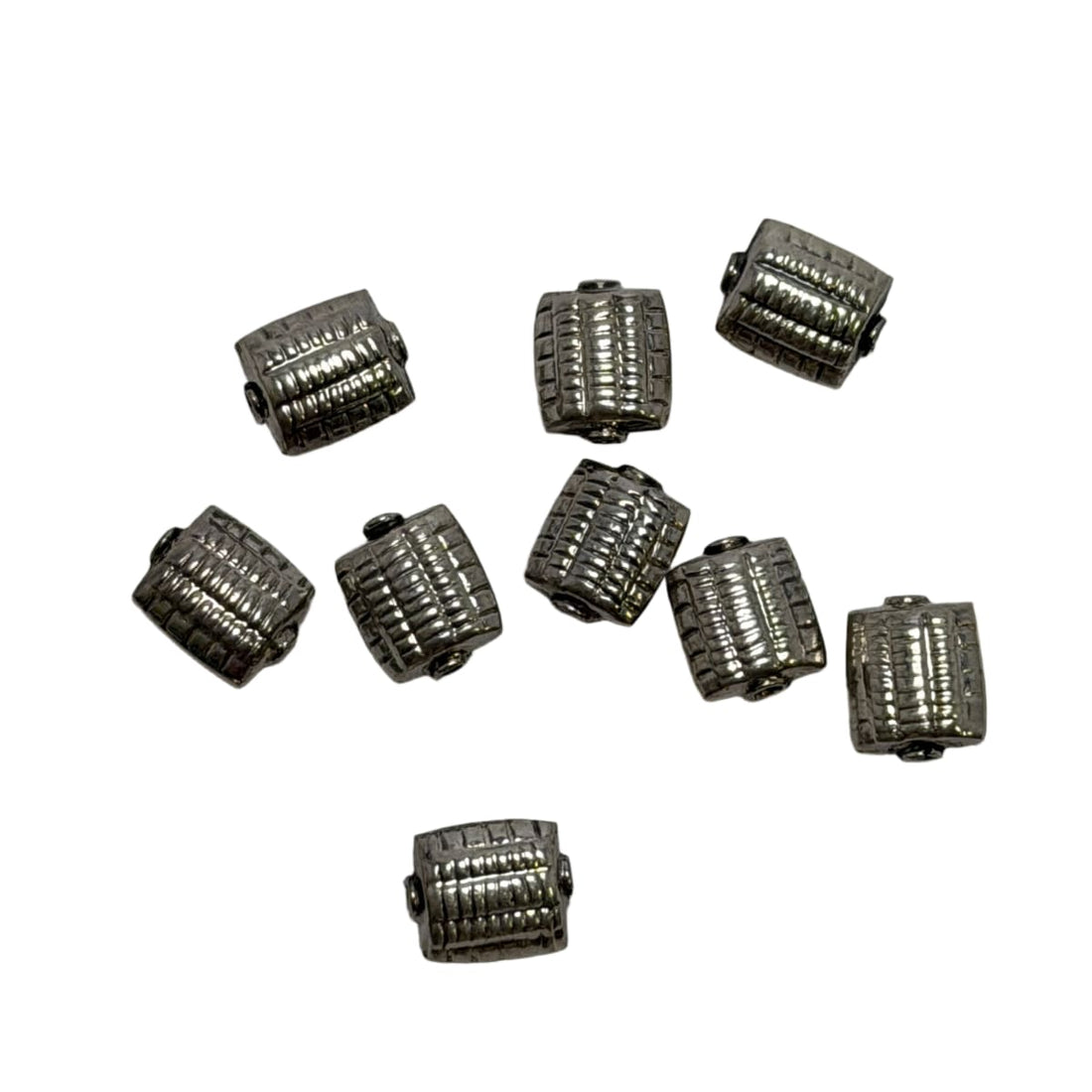Sterling Silver Textured Rectangle Beads 10mm x 8mm - Individual Sale