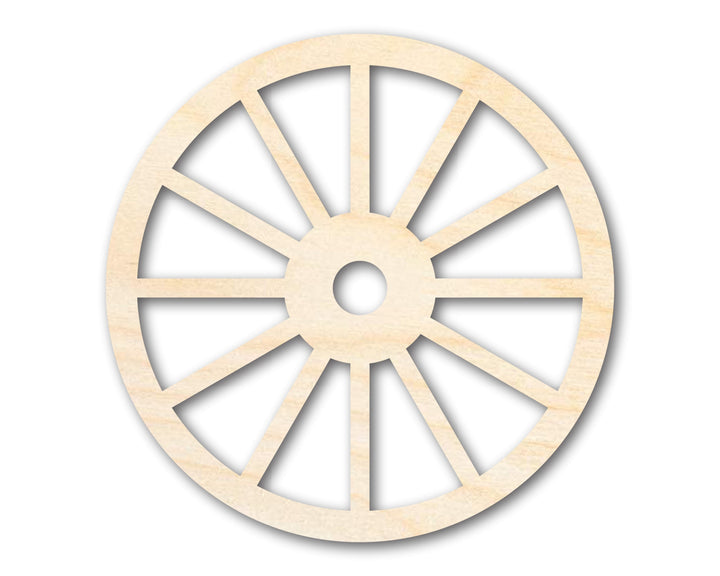 Unfinished Wood Wagon Wheel Shape | Rustic Farmhouse | DIY Craft Cutout | Up to 24"