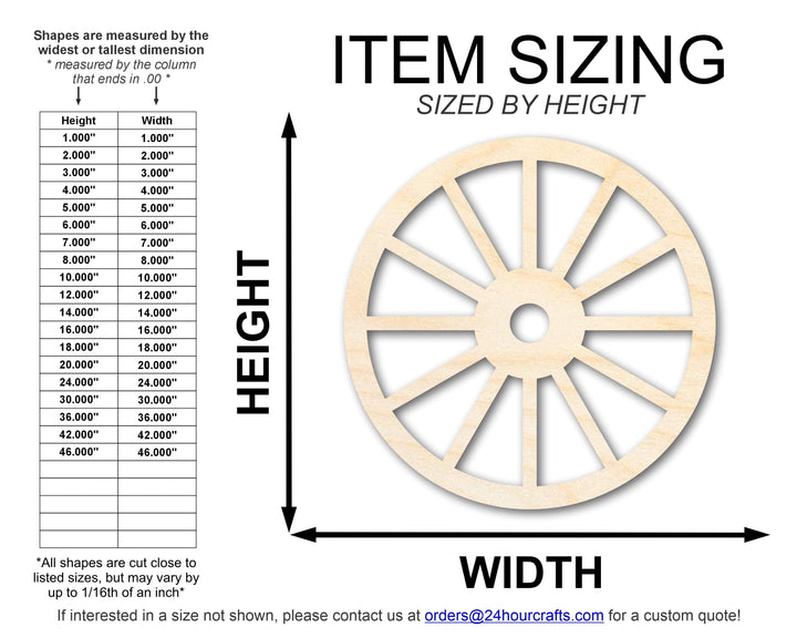 Unfinished Wood Wagon Wheel Shape | Rustic Farmhouse | DIY Craft Cutout | Up to 24"