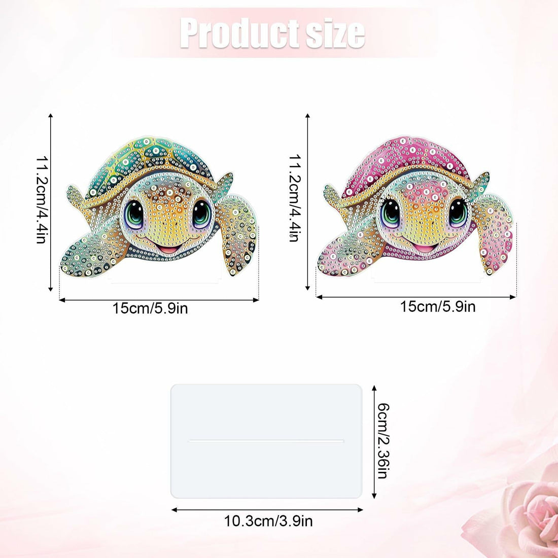 Tontut 2 Pcs Diamond Art Painting DIY Turtle Shape Desktop Jewelry Kits