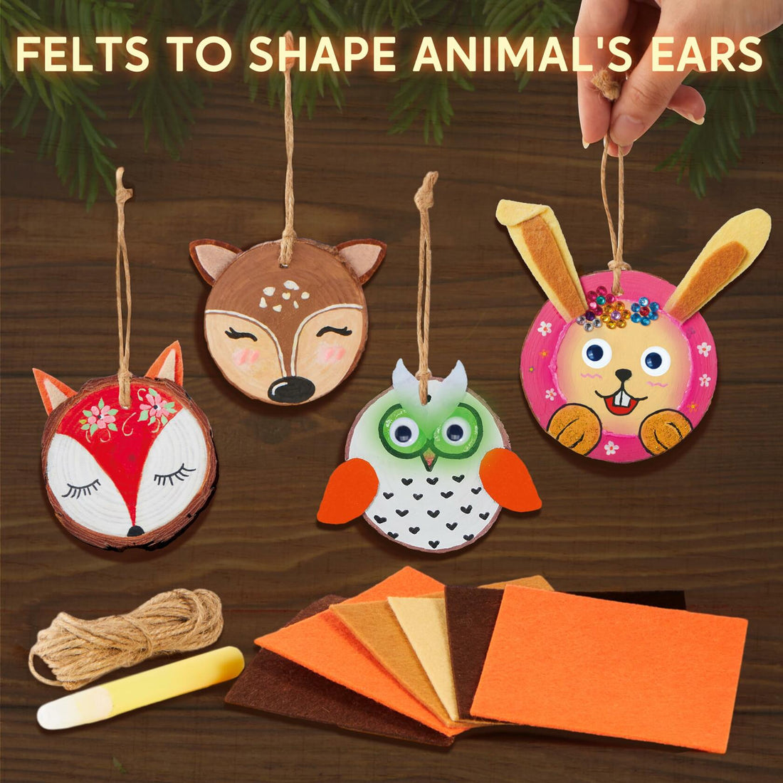 [Like_new] Klever Kits Wooden Painting Craft Kit Glow in The Dark Wood Slices Kids