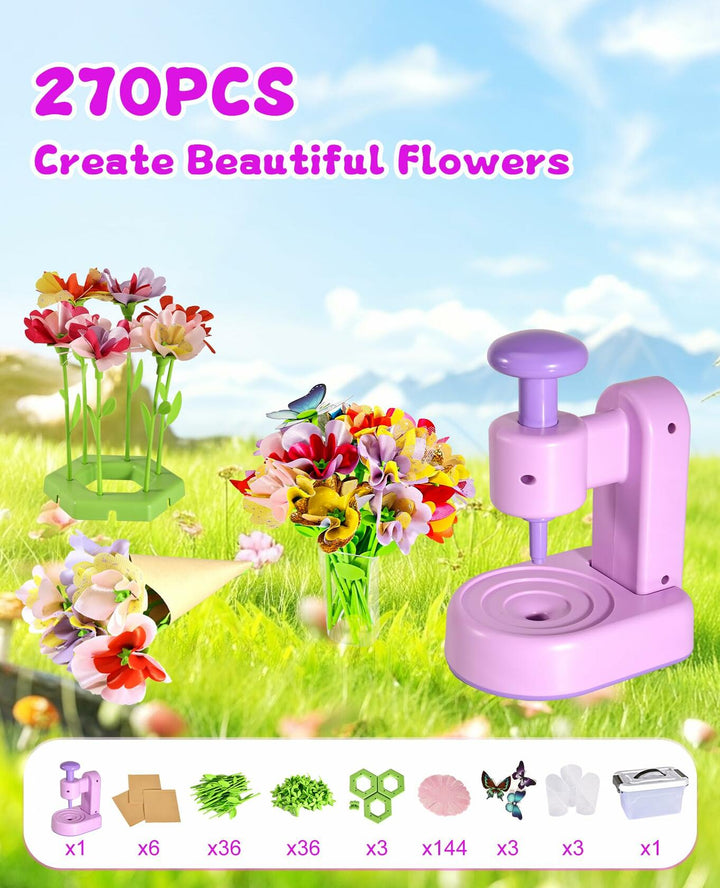 Maylatte Fabric Flower Bouquets DIY Craft Kit for Girls Ages 4-8 with Box