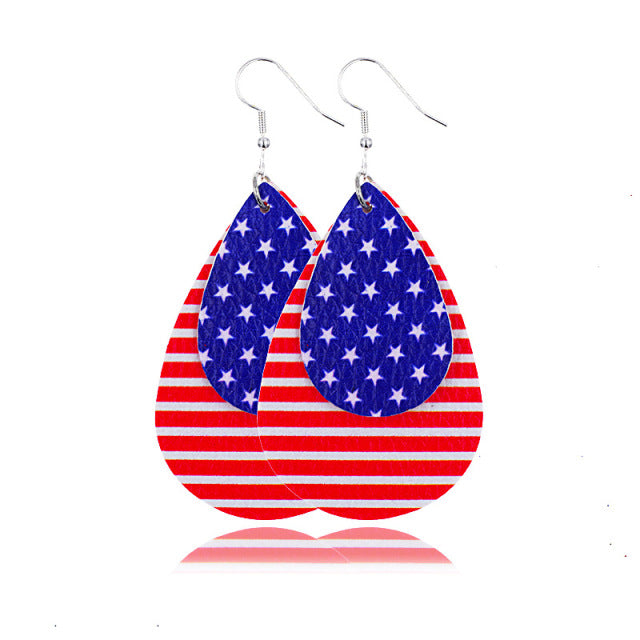 Red, White & Blue American Flag Drop Earrings