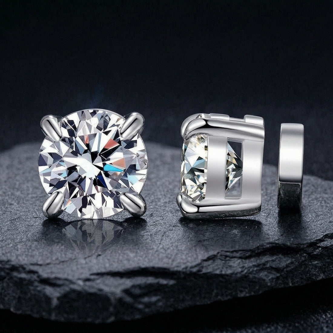 S925 Magnetic Moissanite / CZ Stud Earrings for Men Women, Inlaid Magnetic Earrings Non-Piercing Clip On Stud Earring