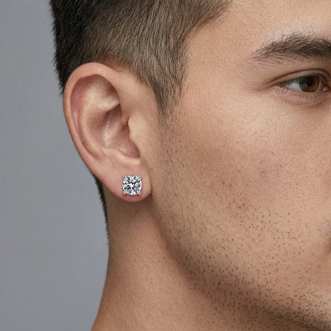 S925 Magnetic Moissanite / CZ Stud Earrings for Men Women, Inlaid Magnetic Earrings Non-Piercing Clip On Stud Earring