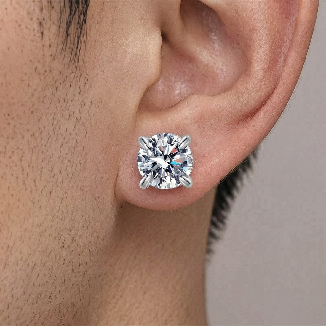 S925 Magnetic Moissanite / CZ Stud Earrings for Men Women, Inlaid Magnetic Earrings Non-Piercing Clip On Stud Earring