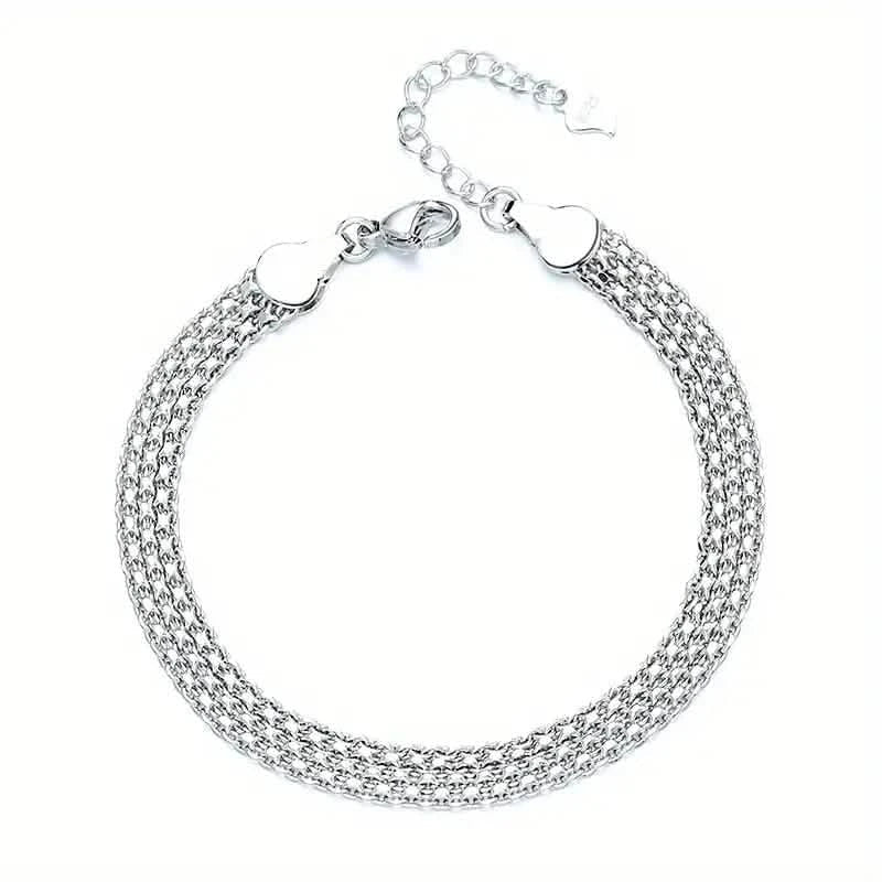 S925 Sterling Silver Mesh Embossed Chain Bracelet
